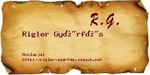 Rigler Gyárfás névjegykártya